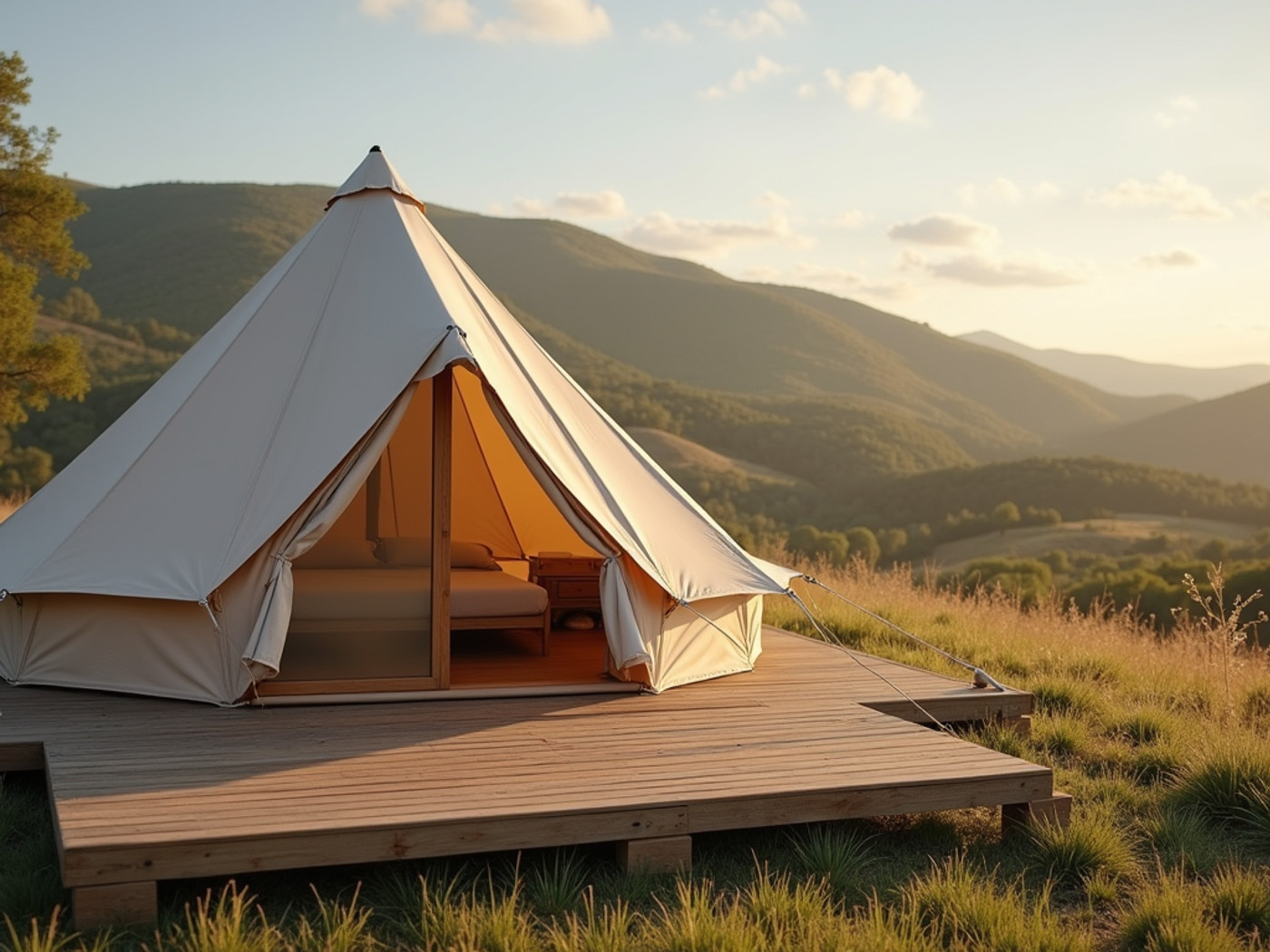 The Ingwelala glamping tent on the hillside at Howberry Hills